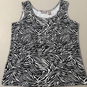 Chicos Zebra Print Tank‎ Top Sleeveless Stretch Casual Womens Size 1